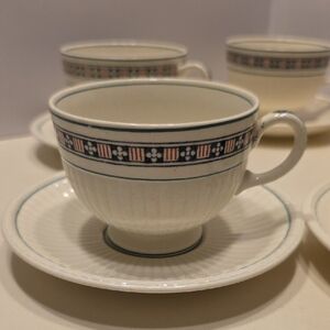 Antique Trentham Wedgewood 5 Teacups And 5 Saucers England Aug. 1 1922